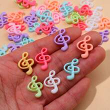 20/50/100pcs Cute Music Note Charms, Resin Mixed Color Pendants For DIY Crafts, Nail Art, Keychains, Phone Cases, Jewelry Making, Handmade Phone Case Decor, Odorless Pendants For Necklaces And Bracelets - Multicolor - View 7
