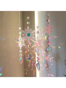 4 قطع زينة كريستالية بشكل نجوم الثلج، مناسبة لتزيين أشجار في فصل الشتاء، قلادات نجوم الثلج الكريستالية، مناسبة لحفلات عيد الميلاد والأعياد السنوية والهدايا (طراز أنيق، متعدد الألوان)