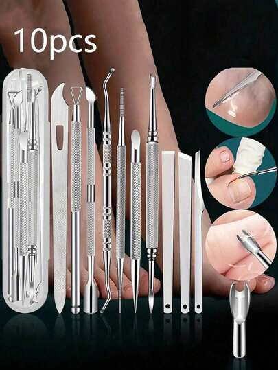 10-In-1 Pedicure Set, Stainless Steel Foot Care Kit, Suitable For Home And Salon Use, Includes Portable Storage Box, Travel Case, Storage Bag, Organizer Box, Christmas Gift