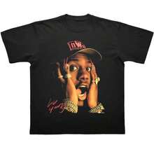 Rapper Cotton T-Shirt Unisex Men Women Causal Hip Hop Tops Summer Round Neck Short Sleeve Ocean Graphic Tee Big Size - 黑色 - 查看 1