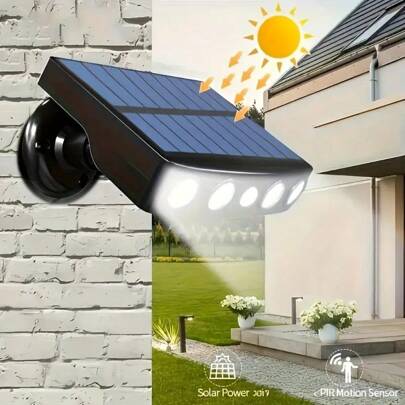 Simulation Surveillance Camera--Safe Floodlight, Wireless Camera Spotlight, Suitable For Garden And Street Lights Home Powerful 4 LED Solar Security Lights Outdoor Decor Sensor Motion 3 Modes Street Waterproof Lamp Wall Light For Garden Path Lamps