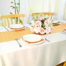 1/6/12Pcs Gold Sequined Table Runner Set, 180/220/300x30 Cm, Disposable Party Tablecloth, Sparkly Wedding And Birthday Decoration, Suitable For Fall Weddings, Banquets, Parties, Bridal Showers And Table Decorations, Christmas Decorations, Valentine's Day, Home Decor, Wedding Items, Christmas Decor, Room Decor, Western Decor.