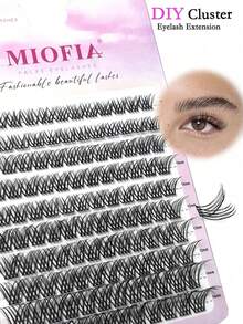 120pcs D-Curl Flared False Eyelashes, 8mm-14mm Mixed Natural Length, Single-Row Thick Cluster, DIY Lash Extension, Home Use Individual Lashes, Lash Clusters, Individual Lashes, False Eyelashes - 黑色 - 查看 4