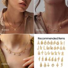 1 件简约百搭不锈钢锆石 26 字母吊坠，手工制作 DIY 项链手链耳环珠宝配饰，送给好友周年纪念礼物