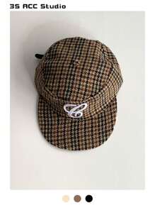 优雅英伦风复古格纹平顶帽，豹纹平檐高端刺绣棒球帽，网红同款，秋冬文艺范儿十足，时尚软顶鸭舌帽，大头很讨喜 - 平頂 - 查看 16