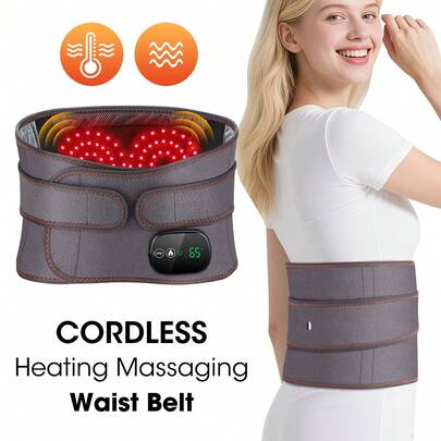 Hailicare Dual Infrared Heating Massage Waist Belt, Multi-Function Heated Waist Massager, Rechargeable Heating Massage Band To Relieve Fatigue, Relax Muscles, Red Light Heat Therapy, Vibration Massage