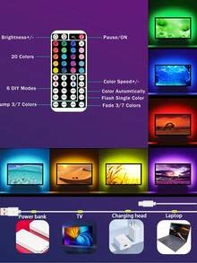 NBBUFF 16-100ft LED Strip Lights, Suitable For Room Decoration, Remote Control Color Changing Lights, Adjustable Color And Brightness, 6 DIY Modes, Applicable For Bedroom Decor, Home Decor, TV Backlight, Living Room, Halloween, Christmas Decoration, Also A Great Gift - Multicolor Light - View 7