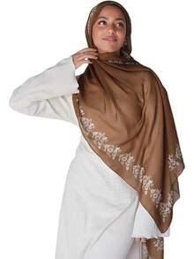 Watercolour Floral Printed Hijab Scarf Women Soft Modal Cotton Instant Hijab Wraps Shawls Long Scarves - Màu 12 - Xem 3