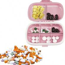 Holii Travel Pill Organizer, 8 Compartments Portable Pill Case, Daily Pill Box To Hold Vitamins, Small Pill Container For Pocket Purse Medicine Organizer(Pink) - 粉色 - 查看 7