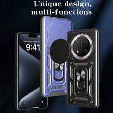 Funda adecuada para Honor X9C 5G/Honor Magic7 Lite 5G/Honor X9B 5G/Honor Magic6 Lite 5G, con soporte de anillo, protección de cámara, a prueba de golpes, antihuellas dactilares y antideslizante - Azul Marino - Ver 8