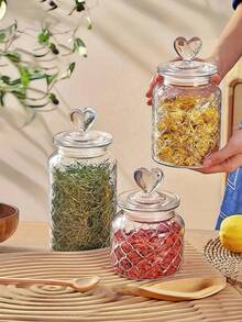 وعاء زجاجي شفاف محكم الإغلاق بغطاء على شكل قلب - زجاجة أمنيات زخرفية، مجموعة الصلاة والكواكب، وعاء تخزين متعدد الاستخدامات قابل لإعادة الاستخدام بشكل دائري للمجوهرات والوجبات الخفيفة وما إلى ذلك، مصنوع من الزجاج، مع غطاء قابل للطي محكم الإغلاق، آمن للغسل في غسالة الأطباق، وعاء زجاجي زخرفي بغطاء على شكل قلب، محكم الإغلاق