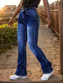 Women's Jeans Long Slim Temperament Micro Cropped Pants - 藍色 - 查看 4