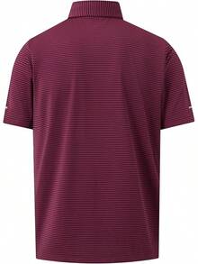 Golf Shirts For Men - Moisture Wicking Short Sleeve Performance Sport Casual Striped Collared Mens Polo Shirt-2025 - Wine Red Stripe - View 2