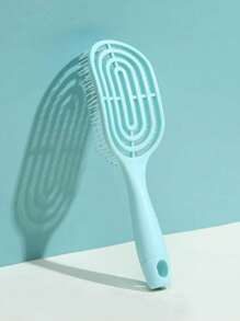 1 Piece Pink Long Handle Comb For Women With Openwork Rib Design, Anti-Static, Detangling For Wet And Dry Use, Volumizing, Hair Styling Tool, Pink Accessory