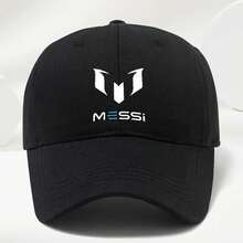 MESSI Logo Baseball Cap - High-Quality, Soft, Comfortable, Breathable, Adjustable Sun Hat For Men & Women - Stylish Black With White Emblem, Perfect For Spring & Summer Outdoor Activities - 黑色 - 查看 2