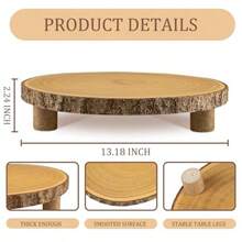 PRustic Wood Cake Stand 1113 Inch Elegant Wood Slice With Legs For Weddings Birthdays And Special Events Log Color 8005