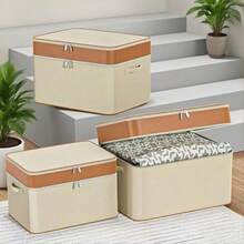 1 Peça Caixa de Armazenamento com Zíper Coberto - Caixa de Armazenamento de Tecido com Tampa, Caixa de Armazenamento Dobrável para Organização de Armário, Roupas, Toalhas, Fios, Artigos de Higiene, Suprimentos de Escritório, Adequado para Sala de Estar, Quarto, Despensa