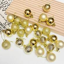 Set de 24 bolas de navidad metálicas brillantes de 3 cm, surtido de colores oro, plata y rojo, bolas de navidad mini irrompibles para árbol, decoración de fiesta - Multicolor - Ver 2