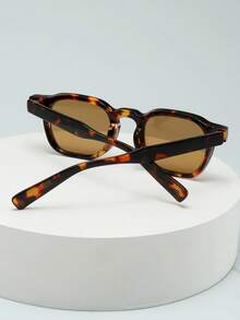 1pc Unisex Oval Small Frame High Quality Personalized Minimalist Fashion Glasses, Suitable For Casual, Travel, Party, Beach, Daily Decoration - Tortoise Shell Frame Tea - View 4