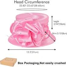 2025 Bucket Hats Women Ladies Girls, Organza Derby Fascinator Hat Tea Party Bridal Church, Hats - A-4585粉紅色 - 查看 3