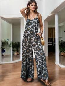 Mono Sexy Tirantes Liso Pata De Elefante Primavera Verano Para Mujer - Tigre Militar Gris - Ver 3