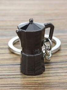 1 قطعة سلسلة مفاتيح إبداعية من سبيكة الزنك على شكل إبريق قهوة صغير، مناسبة للاستخدام اليومي وكهدايا أعياد الميلاد والأعياد، تعليقات للحقائب والسيارات والأصدقاء والأخوات والمعلمين