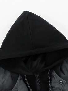 2025 New Men's Casual Hooded 2 In 1 Padded Coat, Winter , Fall - Black - View 4