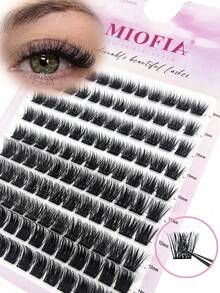 120pcs Curled False Eyelashes, 8-14mm Length, DIY Eyelash Extension Kit, Long Mixed Individual Lash Clusters, High Capacity DIY Eyelash Extension Set, Suitable For Beginners, Soft & Comfortable, Easy To Use. Eyelash Clusters, Individual Lashes, False Eyelashes - màu đen - Xem 2