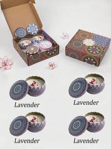 4/1 Scented Candle Set With Colorful Box, Multiple Scent Combinations, Pleasant & Rich Fragrance, Smokeless, Long Burning Time - Christmas Gift Ideal For Family & Friends,Christmas Candle,Gift Sets For Women For Wedding, Birthday, Festivals, Wedding Souvenirs,Aromatherapy Candles For Home,Candle Present For Men And Women, For Birthday Christmas Day Yoga Bath, Valentine's Day Gift, Home, Hotel Decoration, Retro Pattern Design, Soy Wax, - Multicolor - View 19