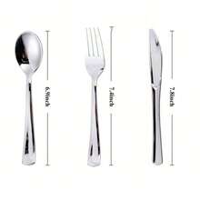 150pcs Silver Cutlery Set - Reusable Forks, Spoons, Knives For Party, Outdoor, Family Gathering, Wedding, Birthday, Holiday, Halloween, Christmas Gift, Kitchen. Durable And Easy To Clean Tableware - Perfect Party Supplies - Silver - View 4