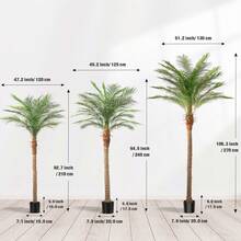 Faux Plant Artificial Palm Tree In Pot 7 8 9 FT UV Resistant Outdoor Large Fake Tropical Date Palm Plants With Realistic Trunk And Leaves Indoor Outdoor Decorative Artificial Trees For Pool Garden Christmas - Green - View 3