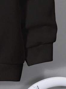 Popular Hoodies For GirlsWomen's Casual Simple Milano Pattern White Hoodie Sweatshirt, Loose Fit, Thick Thermal Lined, Suitable For Autumn And Winter,Long Sleeve Tops Back To School Fall And Winter Clothing Autumn And Winterroomy And Comfortable - Black 2 - 查看 3