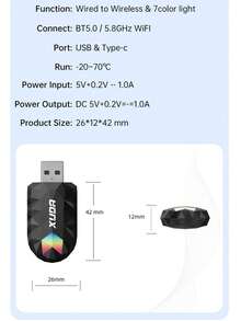 XUDA 2in1 Wireless CarPlay AI Mini Box &Android Auto Box RGB Colorful Atmosphere Light Plug&Play Automatic Connection For Wired Carplay Android Auto Car - Black - View 11
