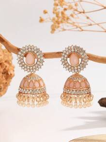 1 Pair Elegant Bohemian Style Crystal Rhinestone Faux Pearl Tassel Teardrop Earrings, Suitable For Women & Girls Everyday, Festival, Wedding And Party Wear/Jewelry Gift - Multicolor - View 6