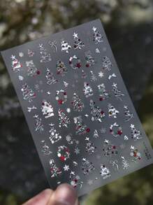 1 pezzo Adesivi per unghie 5D arte di unghie Natale, adesivi per unghie 5D in rilievo dorati lucidi con albero di Natale, cervo, corona e fiocchi di neve, per decorazione unghie fai-da-te di donne e ragazze durante le vacanze invernali