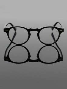 1 pieza Gafas de mujer con montura redonda y lentes planos, accesorio de atuendo primaveral, adecuado para regalar