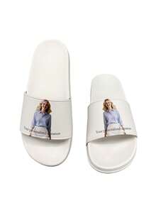 Customized Women's Slippers, Personalized Pattern Slippers, Halloween Customized Gift, Couples Customized Gift, Suitable For Beach, Home, Hotel, Festivals, Beauty Salons, Parties - White - View 3