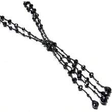 Collar largo con abalorio multinivel para mujer, estilo clásico, color negro carbón, colección Charleston de los años 20, collar largo en Y, collar Larait - Juego de arete de collar con abalorio - Ver 17