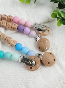 1pc Customized Silicone English Letter Wooden Bead Keychain, Customized Name, Customized Gift, Customized Anti-Lost Chain, Customized 2-6 English Letters,Customized Keychains & Accessories,End Of Summer,Apparel Accessories,Halloween Edit,Boyfriend,Girlfriend,Family,Friends - Anti-lost Chain Clip - View 3
