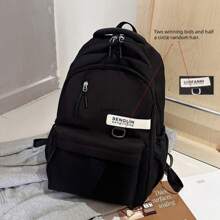 学校旅行笔记本电脑背包轻便包可爱耐用休闲包适合男孩和女孩大学背包大容量便携式背包适合户外、旅行、徒步旅行、无吊坠的书包。 - 黑色 - 查看 2