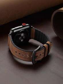 1 dây đeo đồng hồ nam phong cách thể thao tối giản, tương thích với Apple Watch 38mm 40mm 41mm 42mm 44mm 45mm 46mm 49mm, tương thích với Apple Watch Series 11 10 9 8 SE 7 6 5 4 3 2 1 Ultra 3/2/1 S10/S11, dây da có thể thay thế, phụ kiện đồng hồ màu nâu, phù hợp với S10/S11 - màu nâu - Xem 2