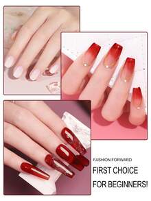 peacecolor 6 PIEZAS Esmalte de uñas de gel de cristal de 10ML, juego de esmalte de gel de uñas rojo, marrón, desnudo y transparente que se retira con remojo, de larga duración para mujeres, regalo de salón DIY