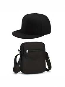 1pc/2pcs Y2K Streetwear Fashion Outdoor Sports Baseball Cap & Crossbody Bag, Adjustable Unisex Cap Can Be Worn Backwards, Great Gift For Yourself And Friends - Black - View 10