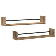 vidaXL Wandregale 2 Stk. Artisan Eiche 80x16x14 cm Holzwerkstoff - Braun - Übersicht 4