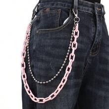 1 Pc Detachable Resin Chain Fluorescent Pants Chain  Hip-Hop Jeans Chain - Orange Double Layer - View 5