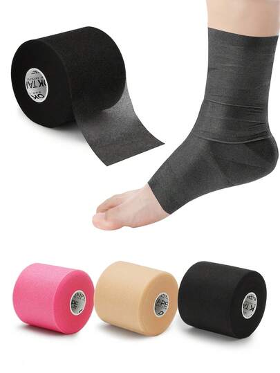 1Roll Pre Wrap Foam Tape, Black Prewrap Headbands, 2.75" X 30 Yards, Hand Washable, Sports Underwrap For Ankles, Wrists, Hands, Knees, Thanksgiving & Christmas Day Gift Idea, For Hair Foam Underwrap Sports Wrap