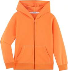 Boys Girls Hoodies Hooded Sweatshirts Solid Fleece Hoodie Classic Full Zipper Top Plush Cotton - 黃色 - 查看 8