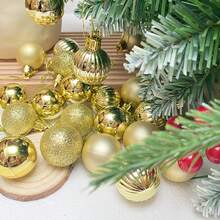 Set de 24 bolas de navidad metálicas brillantes de 3 cm, surtido de colores oro, plata y rojo, bolas de navidad mini irrompibles para árbol, decoración de fiesta - Multicolor - Ver 6