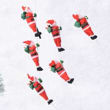 Christmas Decoration 25cm Single-Person Climbing Rope Santa Claus Hanging Ornament, Suitable For Party Decorations And As A Small Gift For Good Friends.
