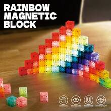 80/100/120 块磁性积木，儿童 DIY 创意益智磁性建筑玩具，学龄前 STEM 感官蒙特梭利玩具，透明磁性立方体结构玩具，激发创造力和想象力，多色磁性立方体积木，适合 3 岁以上男孩和女孩的生日、节日、课堂礼物（颜色随机） - 彩色 - 查看 3